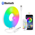 Bluetoothi ​​neoon-LED-ribavalgustid 5V silikoonist neoonk&ouml;isvalgusti 120LED-d/M muusikas&uuml;nkrooniga RGB ribalindiga magamistoa seinavalgustid 1M-USB