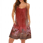 Naiste figuuri j&auml;rgi istuv kleit, moeprint, &uuml;mara kaelusega, taskuga, spagetirihmadega kleit L sinine