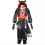 M&auml;ng M&auml;ngimine Genshin Cosplay Kost&uuml;&uuml;m Saatja Ka Mnh Gaa Ga Ming Min Liyue L&otilde;ipoiss Jiaming Jia Ming Komplekt Parukas Halloweeni Peokost&uuml;&uuml;m XL beež