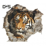 Breaking Wall Tiger WC kleebis Eemaldatav isekleepuv veekindel PVC elutuba Vannitoa seinakunst loomade tualettruumi kaane kaunistuskleebis Tiger