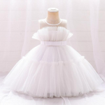 T&uuml;drukukleit Baby Bow T&uuml;drukutele V&auml;ikelaste Pulma Elegantne 1. s&uuml;nnip&auml;evapeokleit Printsessi kleit Ristimise &otilde;htukleidid 80CM valge
