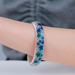 H&otilde;bedase v&auml;rvi emailiga ploomi&otilde;ie hobuseraua k&auml;ev&otilde;ru naiste k&auml;ev&otilde;ru Retro etnilise stiiliga p&otilde;letatud sinine avatud k&auml;ev&otilde;ru mood one size（16-22CM）