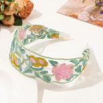 Elegantne &scaron;ifoonist tikandiga lilleline juuksepael naistele armsad juuksed kaunistus peapael Juukser&otilde;ngas Rihm Turban Mood Juukseaksessuaarid roheline