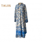 S&uuml;giskevadine maksikleit, v&auml;rviga sobiv prindiga rev&auml;&auml;r V kaelaga, pikad varrukad, avarad, kuni s&auml;&auml;re keskosani, igap&auml;evaseks kandmiseks vabaaja midikleit S armee roheline v&auml;rv