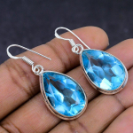 Swiss Blue Topaz Gemstone 925 Sterling Silver gift Jewelry Earring 1.65 N1p39
