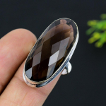 Smoky Topaz Gemstone Handmade 925 Sterling Silver Jewelry Ring Size 8 c0s35