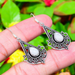 Rainbow Moonstone Gemstone Handmade 925 Sterling Silver Gift Earring 1.97 o3b90