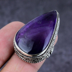 Sage Amethyst Gemstone Handmade 925 Sterling Silver Jewelry Ring Size 8 q6d48