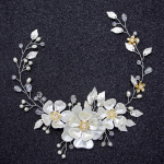 Naiste pruudi valge lillep&auml;rliga juukseklamber Pulmajuukseaksessuaarid valge