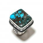 Natural Tibetan Turquoise Gemstone 925 Sterling Silver Gift Ring Size 9 n8l05