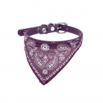 Reguleeritav lemmiklooma kutsika kassi sall Bandana kaelarihm kaelasall v&auml;ikestele koertele kassipoja s&uuml;ljer&auml;tik PU kaelarihm kolmnurkse sidemega neck 20-28cm lilla