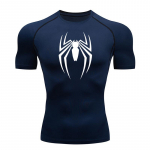 Suvejooksu T-s&auml;rk Meeste l&uuml;hikeste varrukatega kompressioons&auml;rk J&otilde;usaali sporditopp valge ja must Quick Dry hingav MMA Fitness riietus M