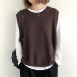 &Uuml;hev&auml;rviline &uuml;mara kaelusega kootud vest, vabaaja varrukateta lahtine kampsun, naiste riided XL kohv