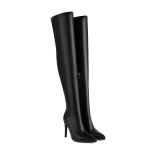 Krazing Pot PU s&uuml;gistalvised kingad Stiletto k&otilde;rged kontsad supersuuruses seksikad stovepipe saapad, terava ninaga saapad hoiavad soojas libisemine &uuml;le p&otilde;lve saapadel 39 must