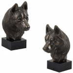Siberian Husky, Chukcha - Dog statue, bust on stone base, sculpture, trophy for dog show by Art-Dog brand