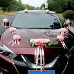Uus romantiline pulmaauto lillekaunistuste komplekt Pruudi vibud, dekoratiivukse k&auml;epideme paelad siidist roosist kunstlikud autopea lilled