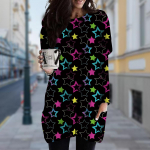 Naiste viieharuline Star Print Crew kaelakleit kevads&uuml;gisene suures suuruses taskukleit XS