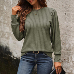 YYFS Naiste moe vabaaja s&uuml;gistalv &uuml;hev&auml;rvilise tr&uuml;kiga pikkade varrukatega O-kaelusega pulloverid ja pikad varrukad S pruun