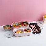 Uus Bento l&otilde;unakarp &uuml;li&otilde;pilaskontorit&ouml;&ouml;tajale kahekihiline mikrolaineahjus soojendav l&otilde;unas&ouml;&ouml;gikonteiner A set roosa