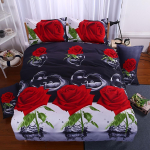 3tk Boho lilleline voodipesu Romantiline Rose Couple k&uuml;lalistetoa tekikott (1tk* tekikott + 2tk padjap&uuml;&uuml;r, ilma padjas&uuml;damikuta) 90X200cm 2PCS