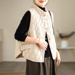 Naiste kerge termiline lahtise &otilde;mblusteta varrukateta p&uuml;ksikraega valge pardi sulejope, vesti taskuga, k&otilde;ik sobivad &scaron;ikiks vestiks M beež