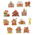 12 tk j&otilde;uluehted Piparkoogimaja disain koos riputusn&ouml;&ouml;riga loob atmosf&auml;&auml;ri pleekimiskindla piparkoogimaja kaunistuse Mixed Style