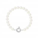 PERLINEA - Bracelet - V&eacute;ritables Perles de Culture d'Eau Douce Rondes 7-8 mm Blanc Naturel Argent 925 Milli&egrave;mes - Bijoux Femme