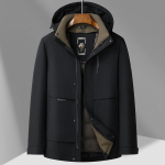 &Uuml;hes t&uuml;kis, kolm kandmisviisi, s&uuml;gise ja talve uus keskmise pikkusega meeste sulejope, eemaldatav sulevooder, k&uuml;lmakindel vabaaja sulejope 4XL must