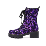 Moodsad Litritega Bling Bling L&auml;ikivad Paelkinnitusega Talvised Naiste Gooti Kingad Naiste Peo Pulma Platvorm Kingad Paksud Punk Pahkluusa Saapad 42 8.5 black