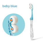 P&ouml;&ouml;rleval hambaharjal NEBLON 360 on uus harjapea disain, mis puhastab hammaste k&otilde;ik k&uuml;ljed, kaitseb igemeid ja hoiab suu puhtana. beebi sinine v&auml;rv