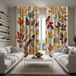 2 tk HD vahtraleht k&otilde;ikjal Harakas kardinad Kollane lips digitaalselt tr&uuml;kitud kardinad Kodu kaunistamise stiil Kaunista elutuba W52H63inchW132H160cm brown