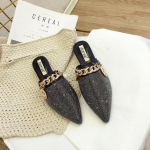 Naiste muulad Luksuslikud korterid Moodsad mokassiinid Disainerkingad Suvised sussid Terava ninaga slaidid Libisevad pulmadeks Vabaaja daamide sandaalid 35 must