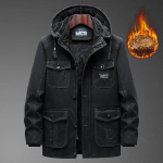Men's High-end Cotton-padded Jacket Men's Winter Cold-proof Padded Jacket Plus Velvet Thickened Tooling Jacket Mid-length Cotton-padded Jacket XXXXXL must