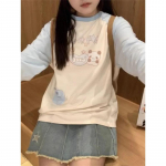 Kawaii Jaapani moe lapitehnikaga kapuuts Naistele Harajuku armas koomiksitr&uuml;kk Pehmed t&uuml;drukute pulloverid, talv Y2k S beež