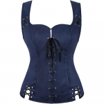 Naiste pitsitud vest Renaissance Vinatge Square Kaelusega Varrukateta Keskaegne Slim Fit Solid Top Halloween Cosplay Top XS sinine