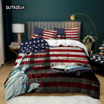 Rahvuslipp Tekikoti Komplekt King Suurus Loov Ameerika Lipu Voodipesukomplekt Teismelistele T&auml;iskasvanutele Mikrokiust &Uuml;hekohaline Kahekohaline Tekikott AU Double(180x210cm)