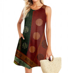Naiste suvekleidid Ranna Boho Varrukateta Vintage Tr&uuml;kiga Voolav Taskuga T-s&auml;rk Maika P&auml;ikesekleidid XL veini