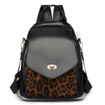 Leopard Print seljakott Naiste pehmest nahast seljakott must