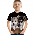 Suvised koerad ja kassid 3D mustriga multikaprindiga poiste armas l&uuml;hikeste varrukatega T-s&auml;rk lastele t&uuml;drukutele vabaaja riided T-s&auml;rgid 150