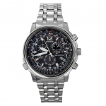 Citizen Promaster Sky raadiojuhitav kronograaf roostevabast terasest must sihverplaadiga Eco-Drive CB5860-86E 200M meeste k&auml;ekell must