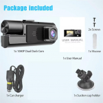 1080P auto armatuurkaamera, 3 kaamerat esikabiini ja tagumise s&otilde;idu salvestiga 3 kanaliga DVR-kaamera koos silmussalvestusega G-sensoriga musta kasti autotarvikud 2 Lens