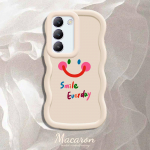V&auml;rvitud muster Big Wave Edge pehme silikoon materjal Macaron telefoni &uuml;mbris p&otilde;rutuskindel kaitsev kummist korpus OnePlus Vivo Motorola Moto jaoks Vivo V30 Pro 5G valge