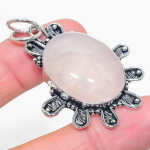 Rose Quartz Handmade 925 Sterling Silver Jewelry Pendant 2.17 h2k41