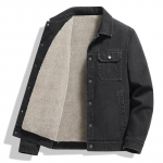 Talvine paks vabaaja meeste fliis-denimjakk lambavillase kraega pealmine osa XXXXXL