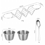 Roostevabast terasest taco hoidikukomplekt Taco kestahoidja alus 2 kastmetopsiga Taco alus, 3 tortilla k&ouml;&ouml;gividina h&otilde;be