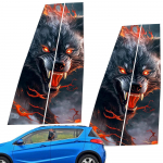 Autokeskuse samba kleebis Autokeskuse veeru kleebis Leekidest haaratud must hunt k&uuml;ljeukse akna katte akna samba postid