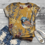 Mood Cute Bird Animal 3D Prinditud T-s&auml;rk Naiste vabaaja Suur l&uuml;hikeste varrukatega O-kaelusega T-s&auml;rgid T-s&auml;rgid Topid Suvised naiste riided S