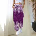 Naiste dressip&uuml;ksid kottis k&otilde;rge v&ouml;&ouml;kohaga pluss suuruses dressip&uuml;ksid, taskutega, tr&uuml;kitud p&uuml;ksid naiste p&uuml;ksid XL tumelilla v&auml;rv