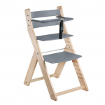 Chaise haute &eacute;volutive LUCA naturel et gris