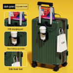 Jaapani stiilis kompaktne v&auml;rske kohver: Vastupidav universaalne ratask&auml;ru noortele, naistele ja meestele naha ja paroollukuga 24 inches tumeroheline v&auml;rv